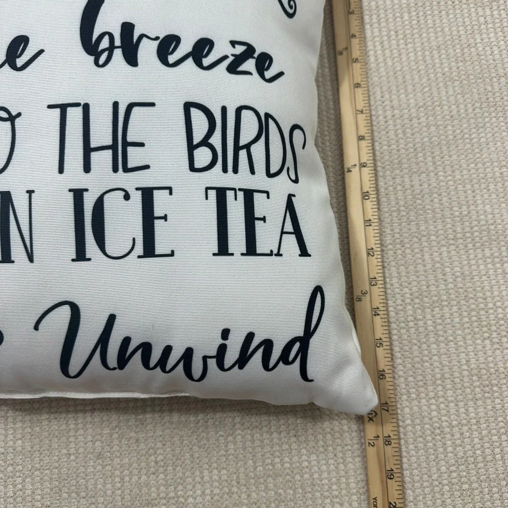 Porch Rules Outdoor Throw Pillow White Black Farmhouse Patio Accent 16x16